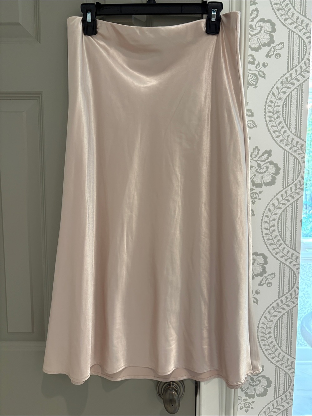 Rachel Zoe Satin A-Line Midi Skirt in Blush